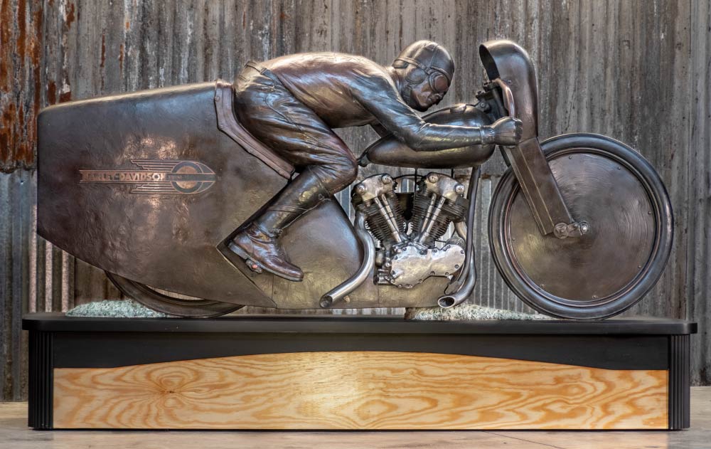 Joe Petrali Sculpture Donated to Dale’s Wheels Through Time Museum
