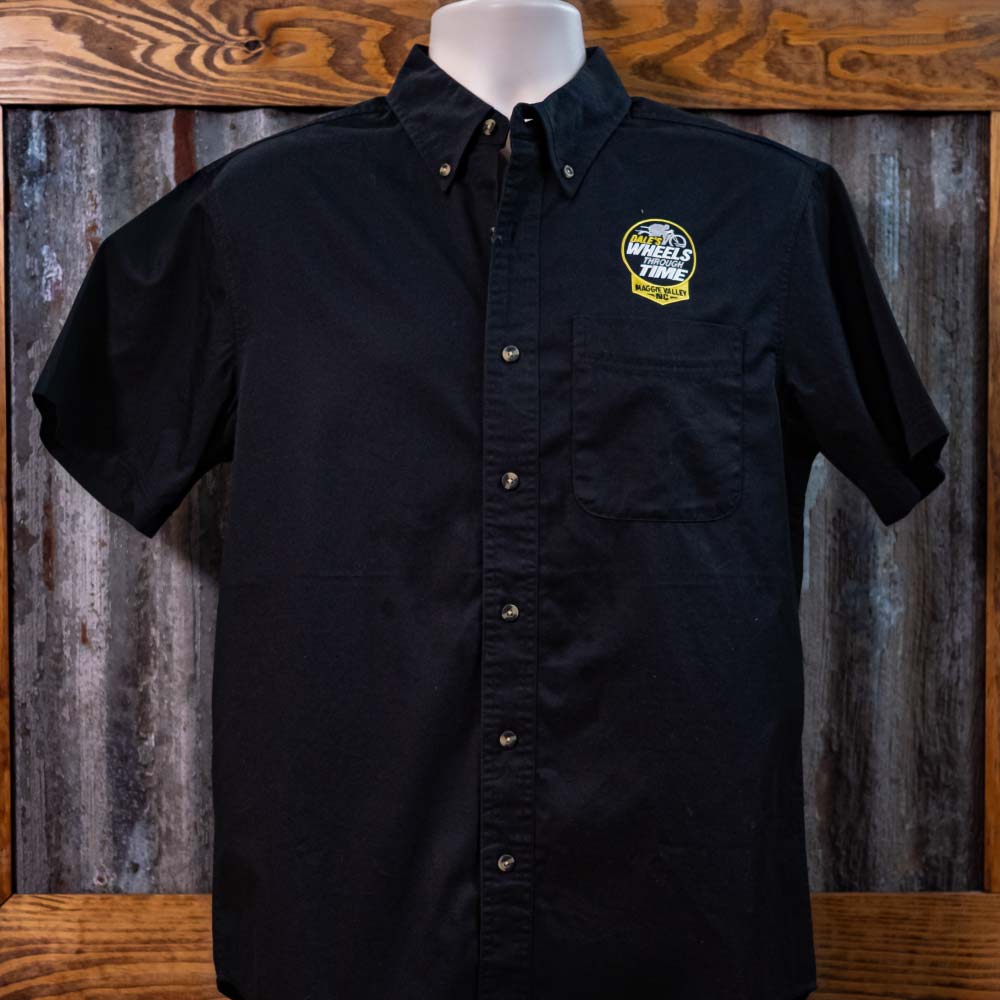 WTT Black Short Sleeve Button-Up - Wheels Through Time